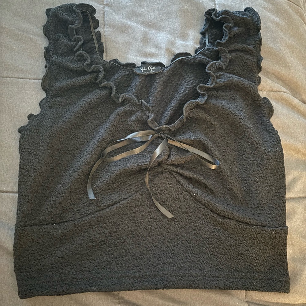brandy melville black malena tank top with ribbon